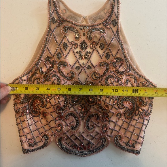 Sherri Hill Shimmery Sleeveless Two Piece Dress 50157 Metallic Pink Beaded Prom - Picture 13 of 16